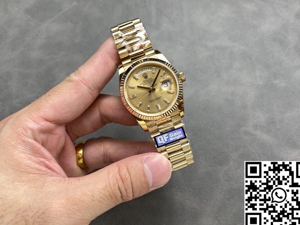 Gold Date 36mm v5 Steel Tungsten Yellow Day Factory M128238-0045 Gold Dial QF Rolex 0206